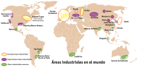 Mapa de la industrial en el mundo