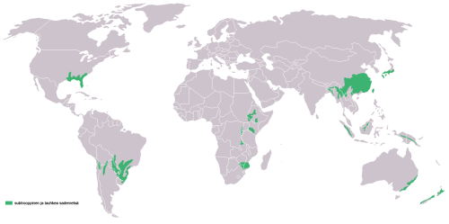 Distribución del bosque subtropical húmedo