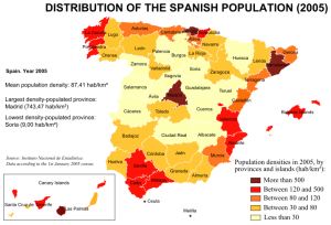 Densidad de población en España