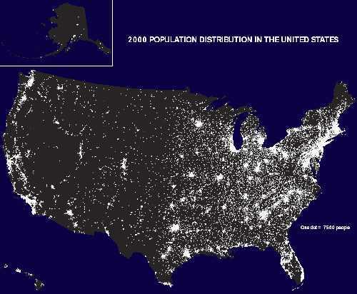 Distribución de la población en Estados Unidos