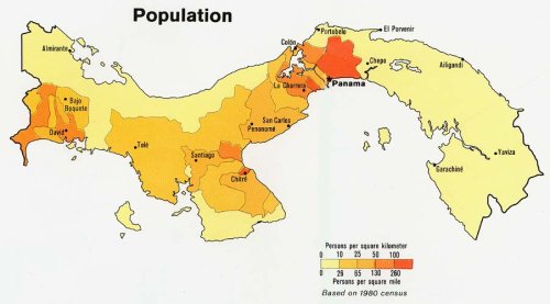 Densidad de población en Panamá