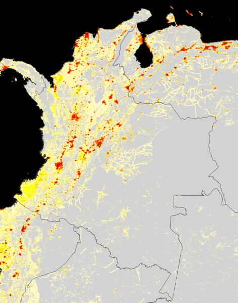 Commons Wikimedia: Densidad demográfica en Colombia