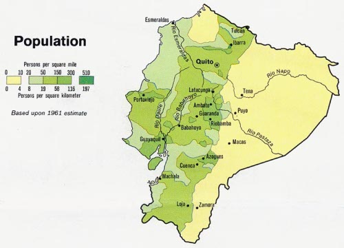 Mapa de densidad de población en Ecuador