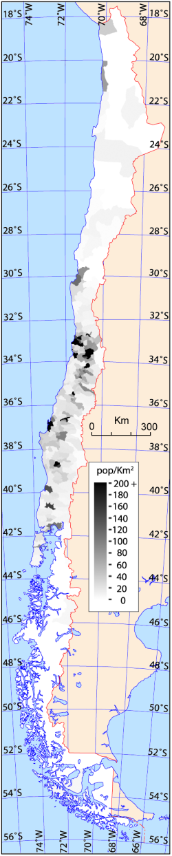 Commons Wikimedia: Mapa de densidad de población en Chile