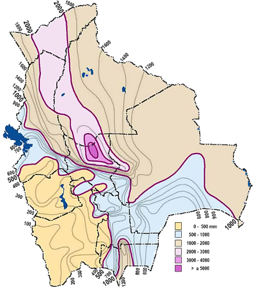 Commons Wikimedia: Mapa de precipitación de Bolivia