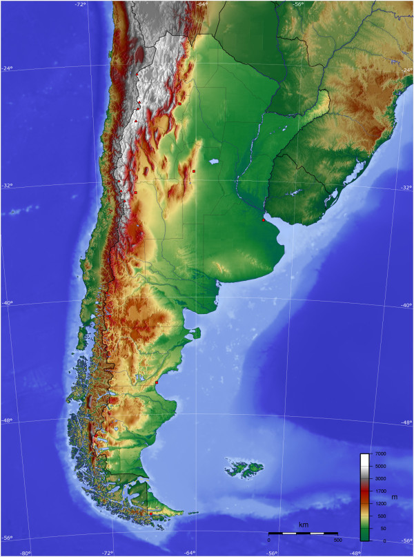 Commons Wikimedia: Mapa hipsométrico de Argentina