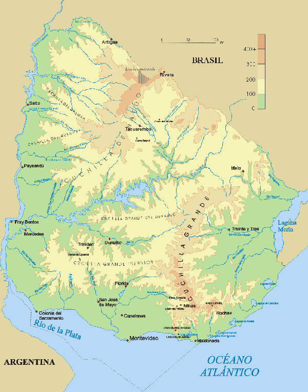 Commons Wikimedia: Mapa físico de Uruguay