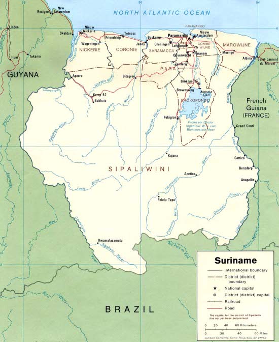 Commons Wikimedia: Mapa físico de Surinam