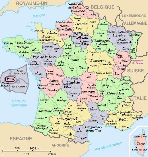 Commons Wikimedia: Francia metropolitana. Departamentos y regiones