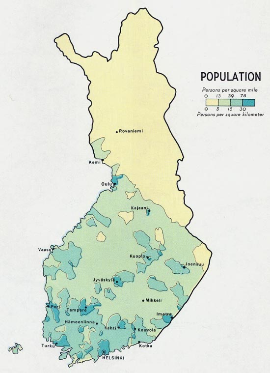 Commons Wikimedia: Distribución de la población en Finlandia