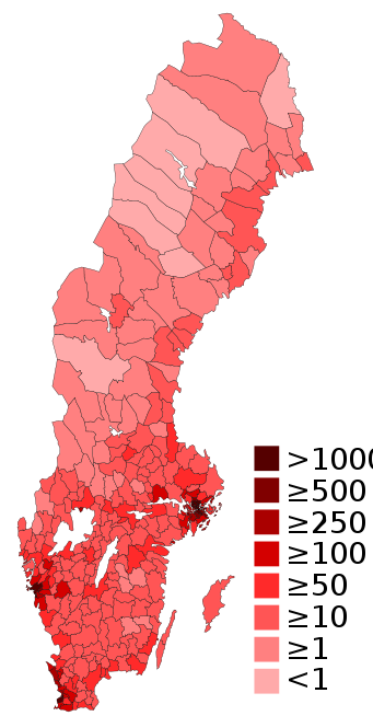 Commons Wikimedia: Densidad de población en Suecia