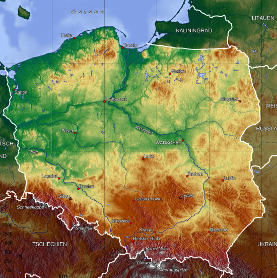 Commons Wikimedia: Mapa de relieve de Polonia