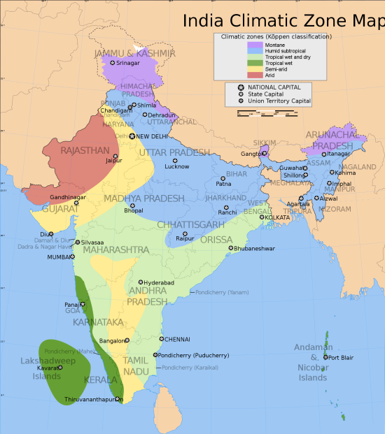 Commons Wikimedia: Zonas climáticas de la India