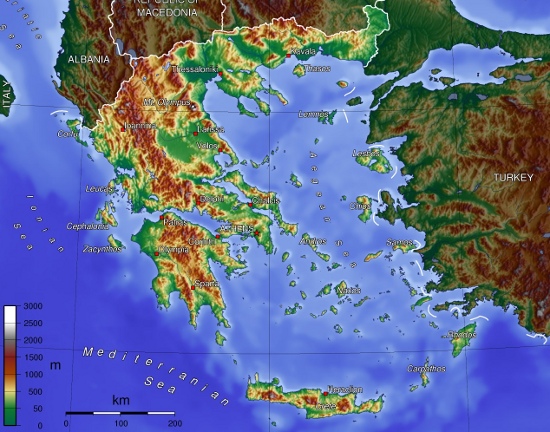 Commons Wikimedia: Mapa topográfico de Grecia