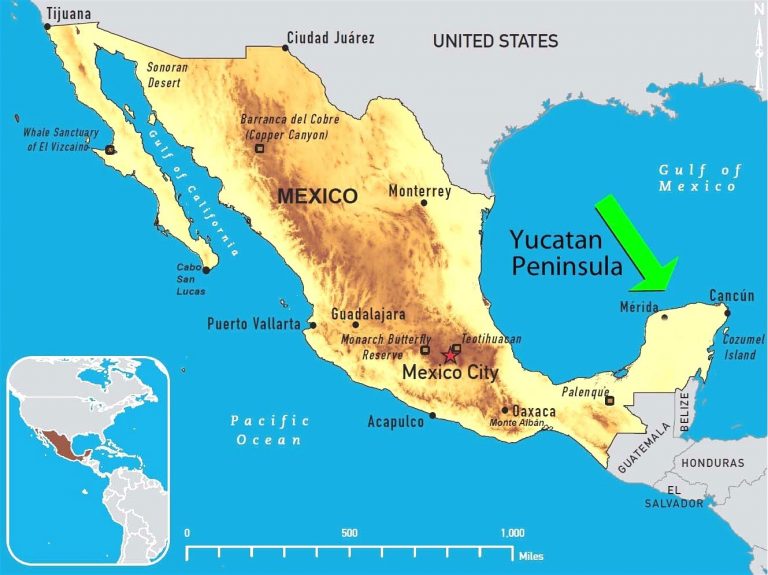 Map Of Mexico Yucatan Region Usa Within Peninsula 2 1 768x575 