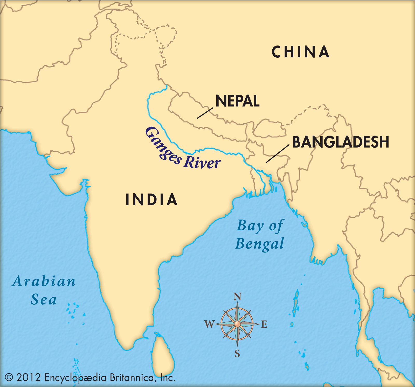 Река ганг и Брахмапутра на карте