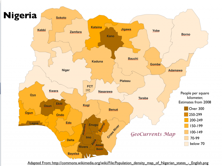 Nigeria Population Density Map