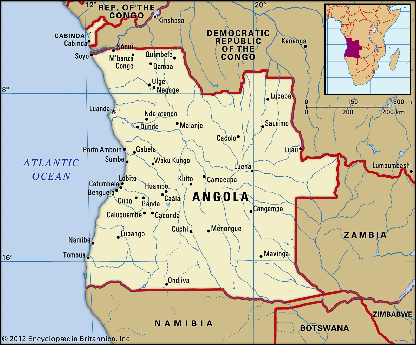 Angola Map Boundaries Cities Locator 