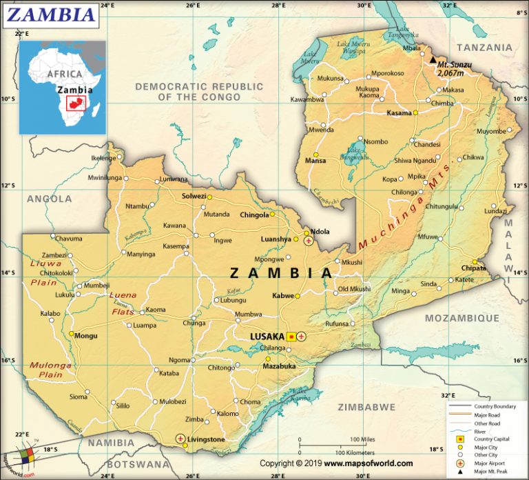 Map Of Zambia Africa Topographic Map Of Usa With Stat 