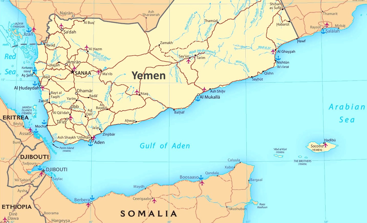 Gulf Of Aden Political Map 