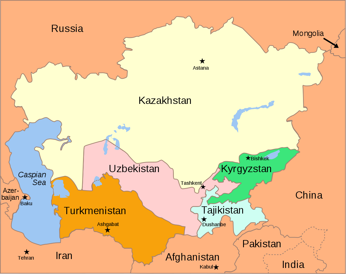 World Map Central Asia