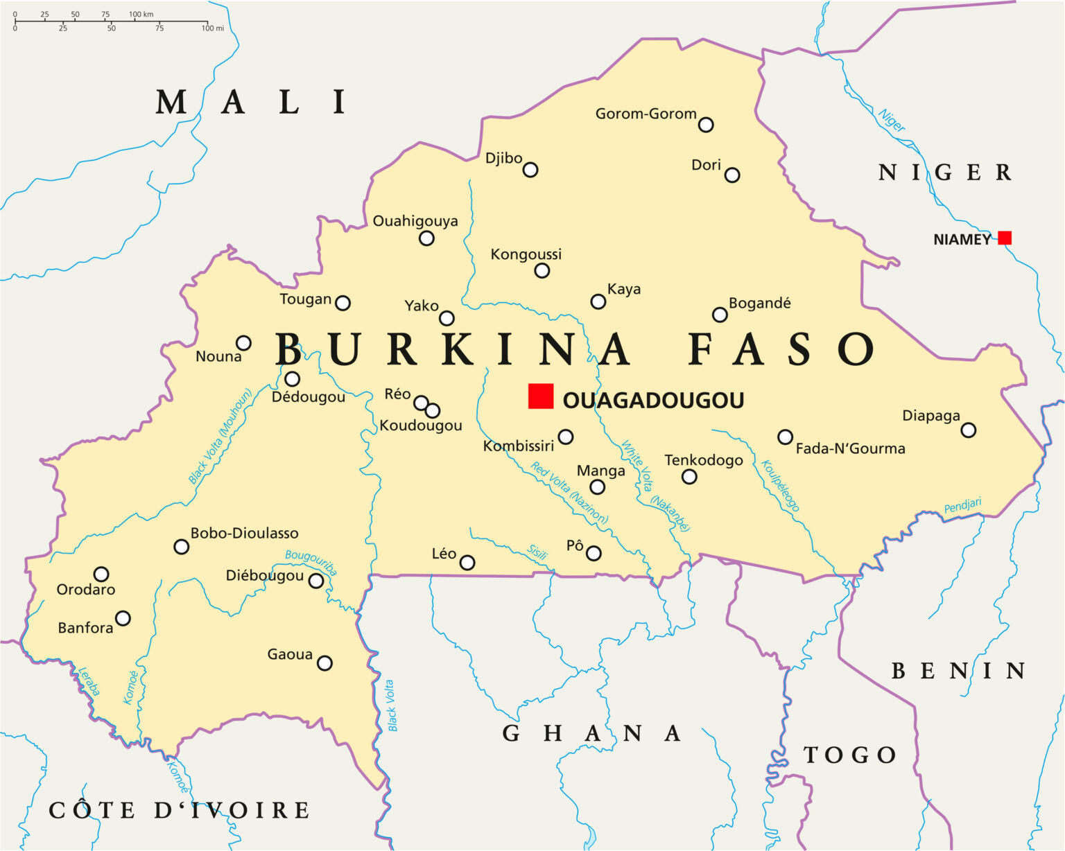Large Size Political Map Of Burkina Faso Worldometer - vrogue.co